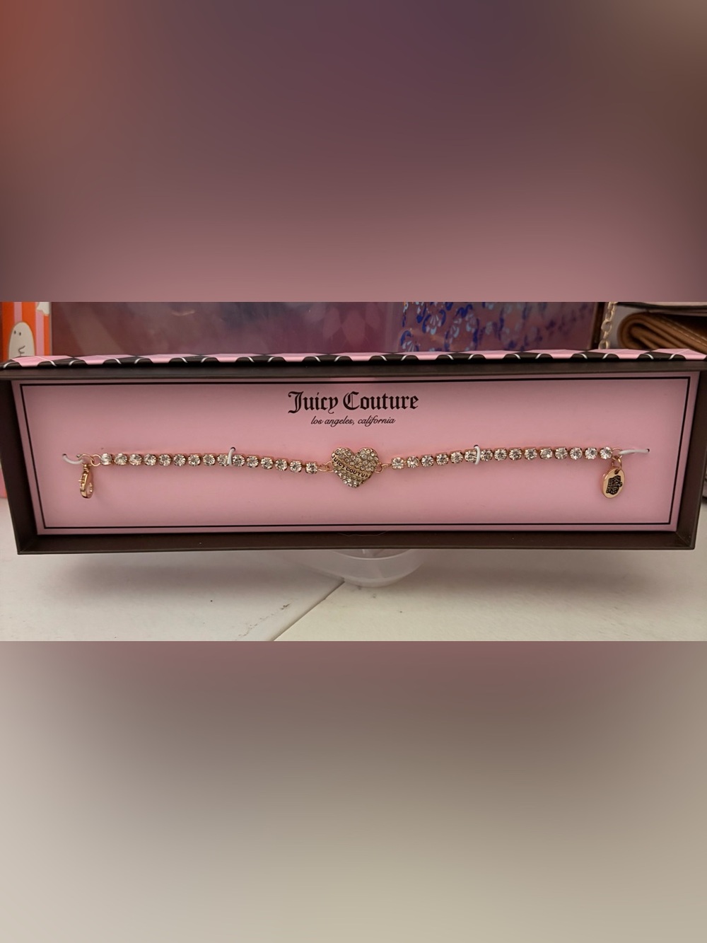 Juicy Couture Gold-Tone Crystal Heart Tennis Bracelet